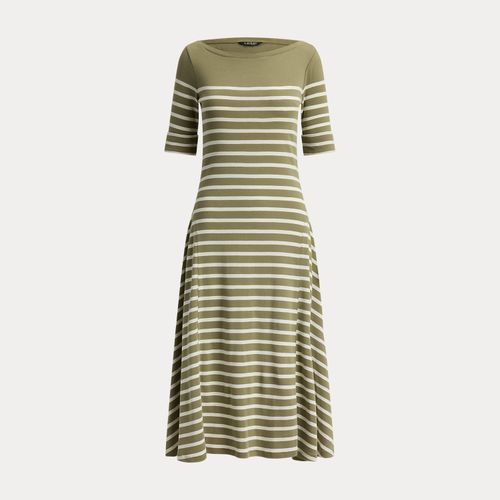 Robe mi-longue rayée et côtelée en coton - Lauren - Modalova