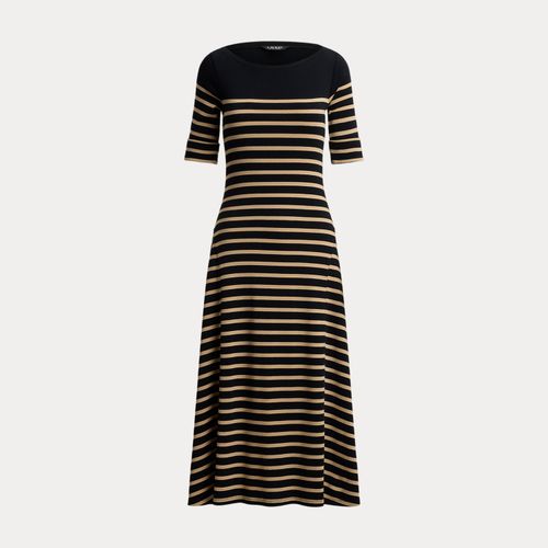 Robe mi-longue rayée et côtelée en coton - Lauren - Modalova