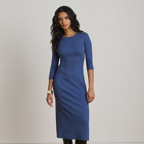 Robe mi-longue côtelée bordée de boutons - Lauren - Modalova