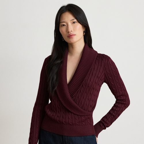 Pull col châle torsadé en coton mélangé - Lauren - Modalova