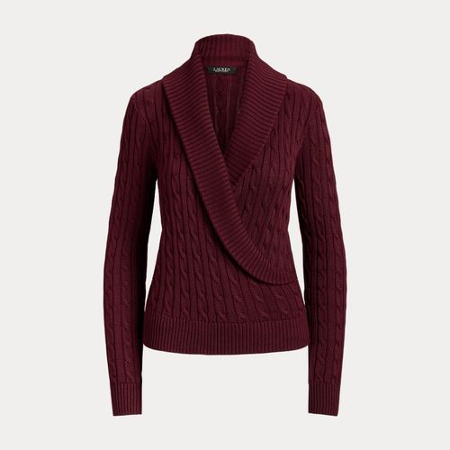 Pull col châle torsadé en coton mélangé - Lauren - Modalova