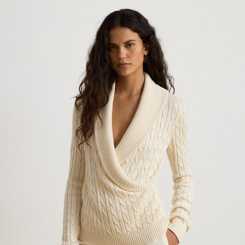 Pull col châle torsadé en coton mélangé - Lauren - Modalova