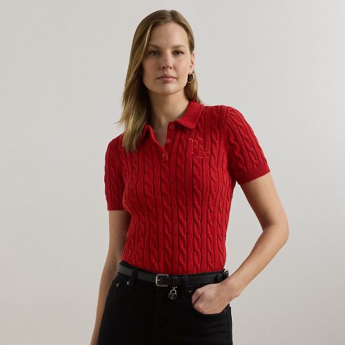 Petite - Pull polo torsadé en coton - Lauren Petite - Modalova