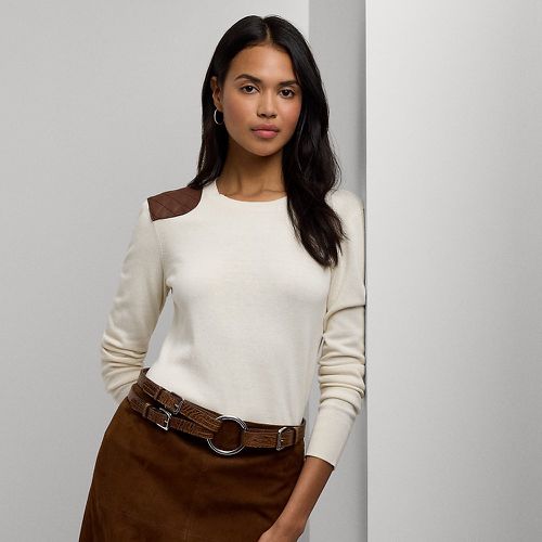 Petite - Pull en coton mélangé et cuir vegan - Lauren Petite - Modalova