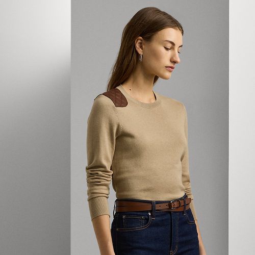 Petite - Pull en coton mélangé et cuir vegan - Lauren Petite - Modalova