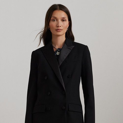 Petite - Blazer croisé en crêpe bordé de satin - Lauren Petite - Modalova