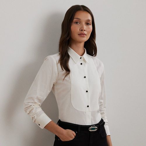 Petite - Chemise à plastron en popeline de coton - Lauren Petite - Modalova