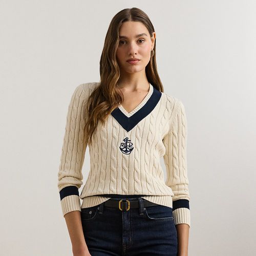 Petite - Pull de cricket torsadé en coton - Lauren Petite - Modalova