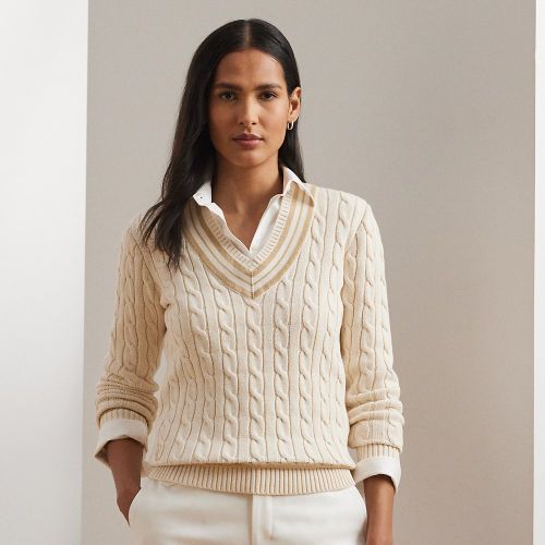 Petite - Pull de cricket torsadé en coton - Lauren Petite - Modalova