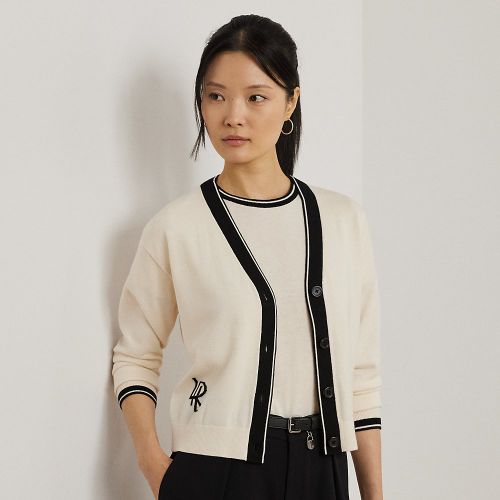 Petite - Cardigan bicolore en coton mélangé - Lauren Petite - Modalova