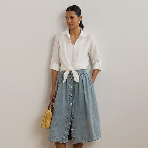 Petite - Jupe en denim boutonnée devant - Lauren Petite - Modalova
