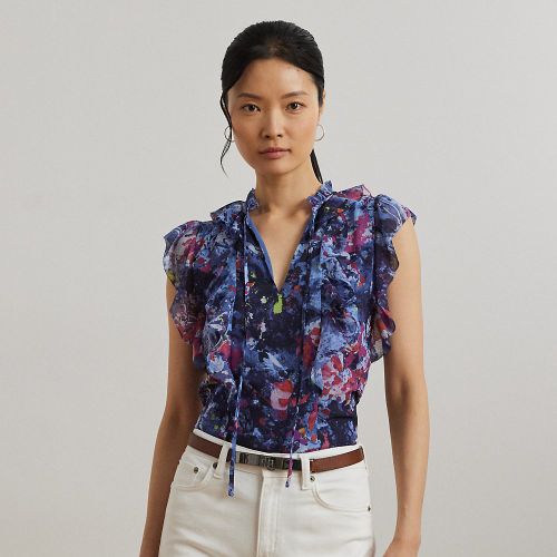 Petite - Chemisier volanté à motif en georgette - Lauren Petite - Modalova