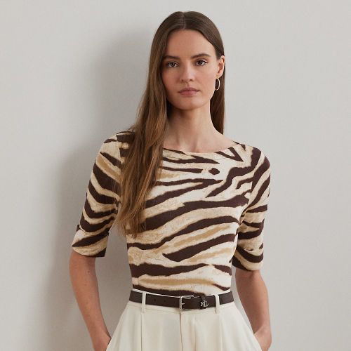 Petite - T-shirt à motif zébré en coton stretch - Lauren Petite - Modalova