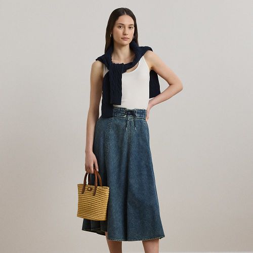 Petite - Jupe mi-longue cordon serrage en denim - Lauren Petite - Modalova