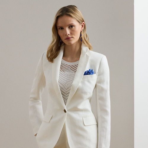 Petite - Blazer en sergé de lin mélangé - Lauren Petite - Modalova