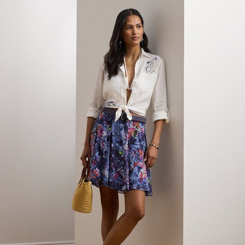 Petite - Mini-jupe en georgette froissée à motif - Lauren Petite - Modalova
