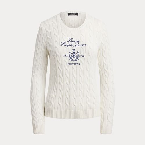 Petite - Pull torsadé à écusson brodé - Lauren Petite - Modalova