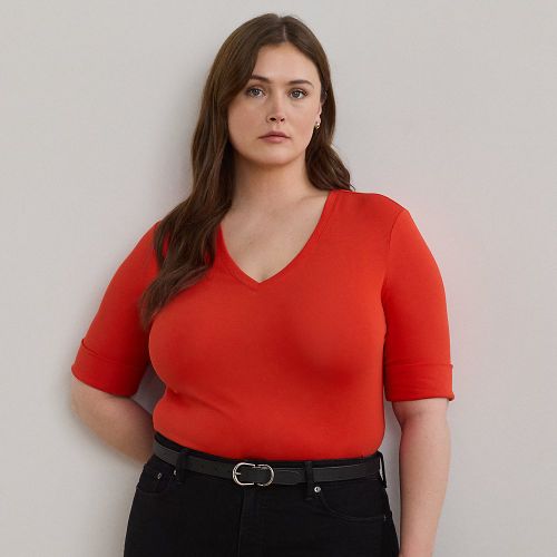 Grandes Tailles - T-shirt manches aux coudes coton stretch - Lauren Curve - Modalova