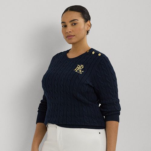 Grandes Tailles - Pull torsadé à boutons en coton - Lauren Curve - Modalova