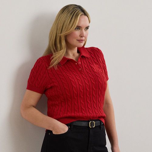 Grandes Tailles - Pull Polo torsadé en coton - Lauren Curve - Modalova