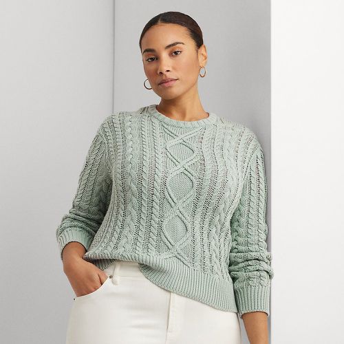 Grandes Tailles - Pull col rond en tricot d'Aran en coton - Lauren Curve - Modalova