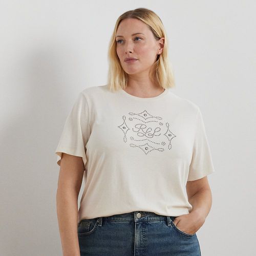 Grandes Tailles - T-shirt logo clouté jersey coton mélangé - Lauren Curve - Modalova