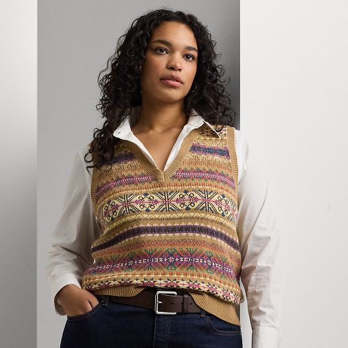 Grandes Tailles - Pull débardeur Fair Isle en coton et lin - Lauren Curve - Modalova