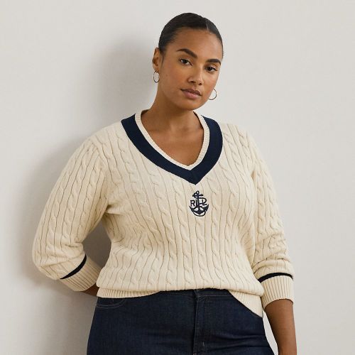 Grandes Tailles - Pull de cricket torsadé en coton - Lauren Curve - Modalova