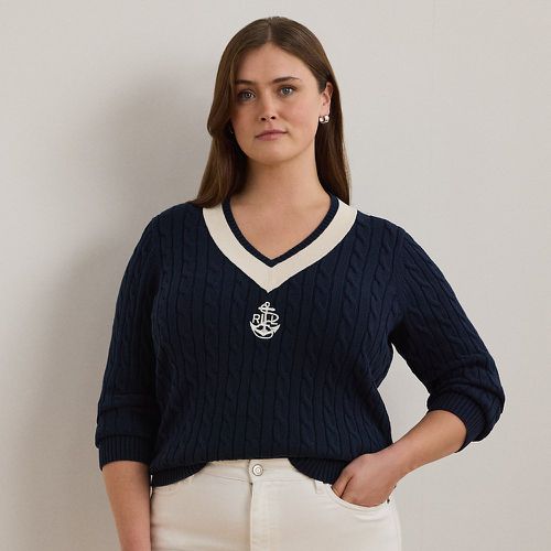 Grandes Tailles - Pull de cricket torsadé en coton - Lauren Curve - Modalova