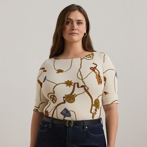 Grandes Tailles - T-shirt en coton stretch à motif - Lauren Curve - Modalova