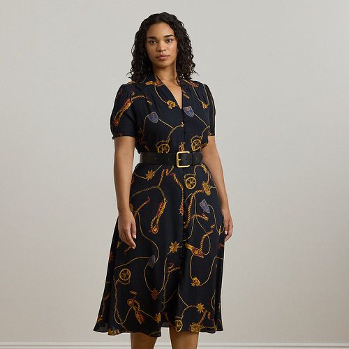 Grandes Tailles - Robe ceinturée à motif manches ballons - Lauren Curve - Modalova