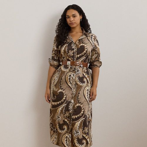 Grandes Tailles - Robe-chemise à motif cachemire en sergé - Lauren Curve - Modalova