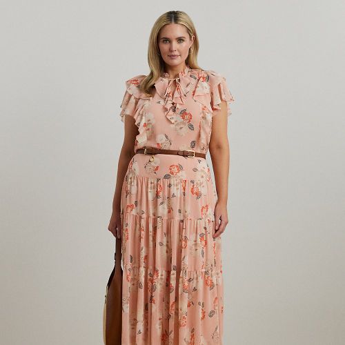 Grandes Tailles - Jupe gitane fleurie georgette froissée - Lauren Curve - Modalova