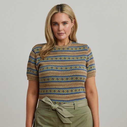 Grandes Tailles - Pull en Fair Isle à manches courtes - Lauren Curve - Modalova