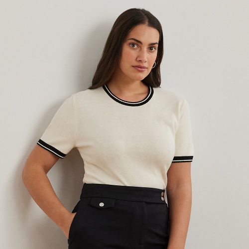 Grandes Tailles - Pull bicolore à manches courtes - Lauren Curve - Modalova