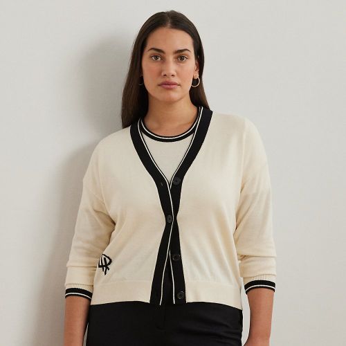 Grandes Tailles - Cardigan bicolore en coton mélangé - Lauren Curve - Modalova