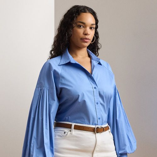Grandes Tailles - Chemise effet blousant popeline de coton - Lauren Curve - Modalova