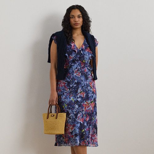 Grandes Tailles - Robe mi-longue volantée en georgette - Lauren Curve - Modalova