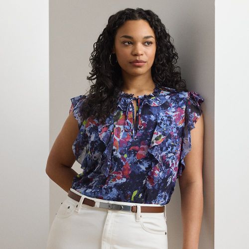 Grandes Tailles - Chemisier volanté à motif en georgette - Lauren Curve - Modalova