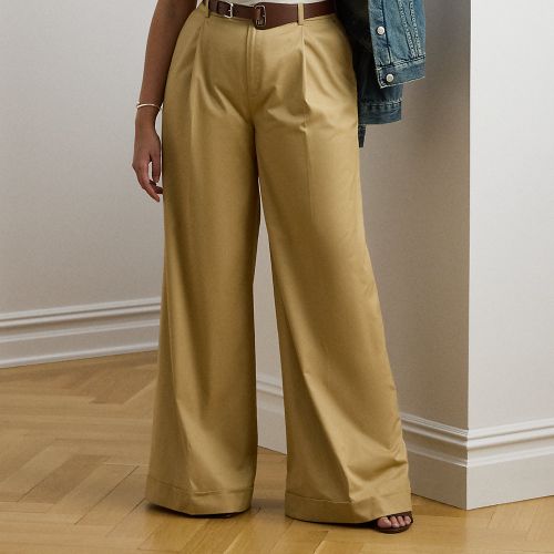 Grandes Tailles - Pantalon large à pinces sergé de coton - Lauren Curve - Modalova