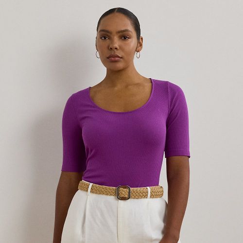 Grandes Tailles - T-shirt côtelé en coton mélangé - Lauren Curve - Modalova
