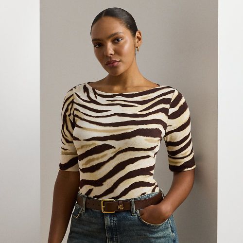 Grandes Tailles - T-shirt à motif zébré en coton stretch - Lauren Curve - Modalova