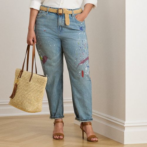Grandes Tailles - Jean 7/8 boyfriend fuselé à motif - Lauren Curve - Modalova