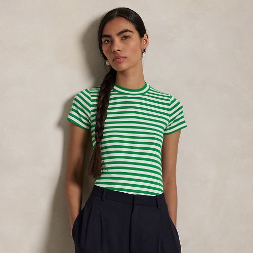 T-shirt à col rond côtelé en coton rayé - Polo Ralph Lauren - Modalova