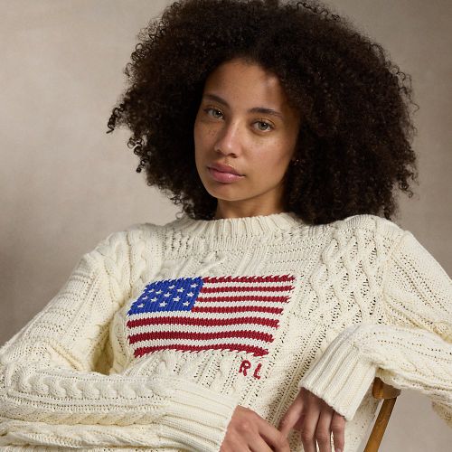 Pull à drapeau en tricot d'Aran - Polo Ralph Lauren - Modalova