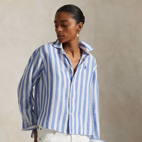 Chemise large et courte en lin vichy - Polo Ralph Lauren - Modalova