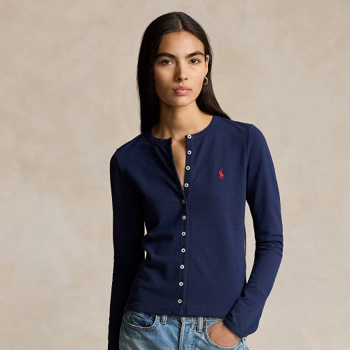 Cardigan col rond coton piqué stretch - Polo Ralph Lauren - Modalova