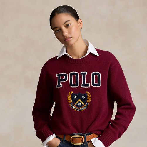 Pull col rond à écusson en laine - Polo Ralph Lauren - Modalova