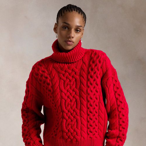 Pull col roulé tricot Aran laine alpaga - Polo Ralph Lauren - Modalova