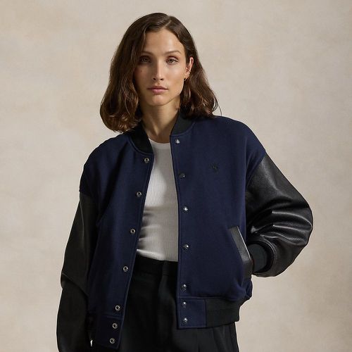 Bomber à manches en cuir - Polo Ralph Lauren - Modalova